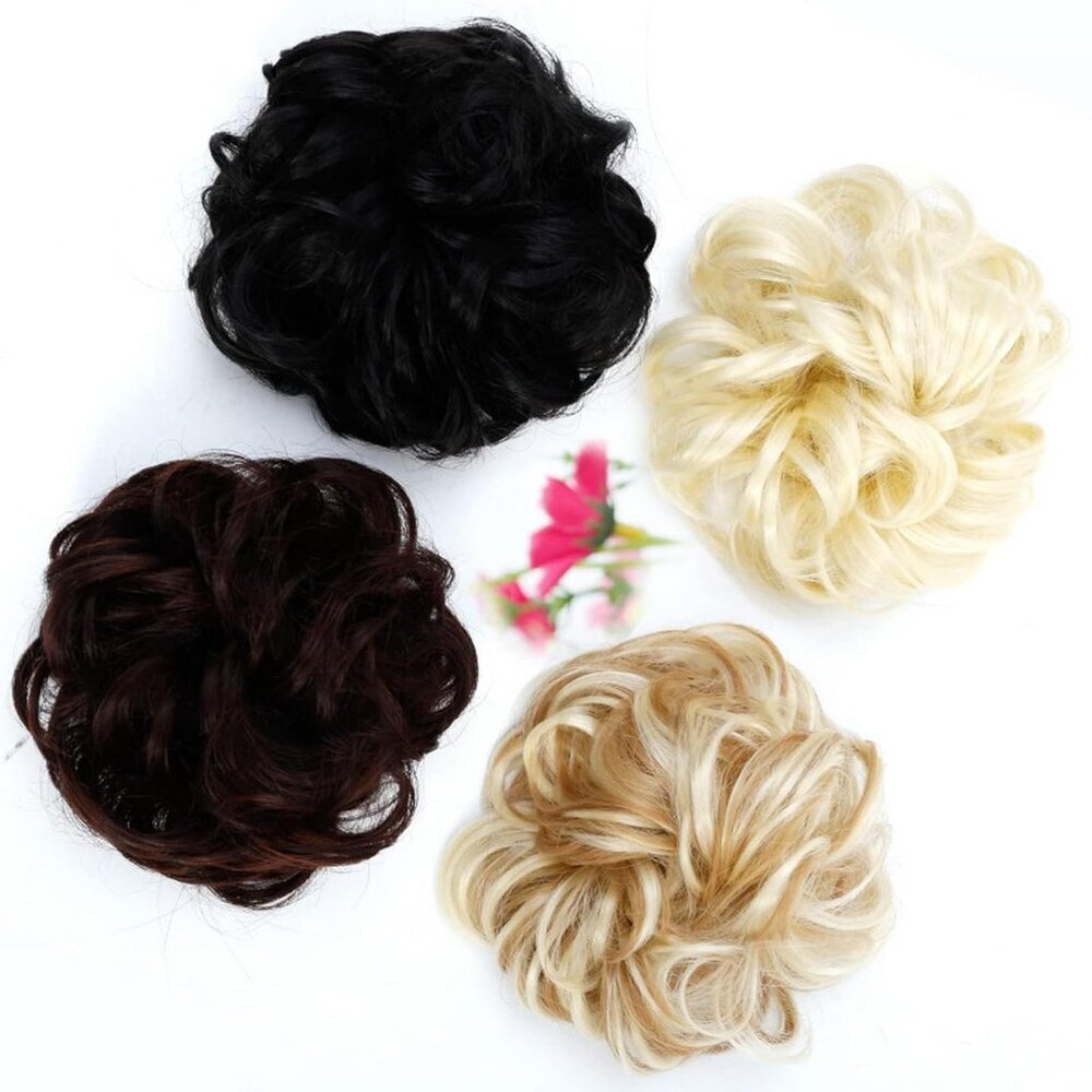 Messy Hair Bun Hair Piece Human Hair Curly Wavy Large for Women Style Accessory - Picture 4 of 4